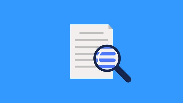 animation of searching with a magnifying glass and documents