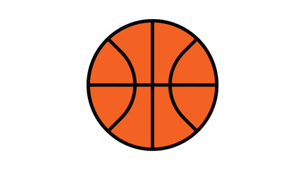 Fototapeta premium A bright orange basketball with bold black outlines creates a simple flat vector sports icon
