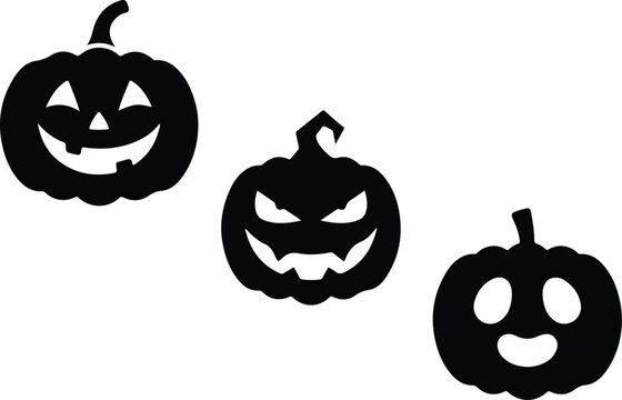 Spooky halloween pumpkins 3 different jack o' lantern faces for fall decor