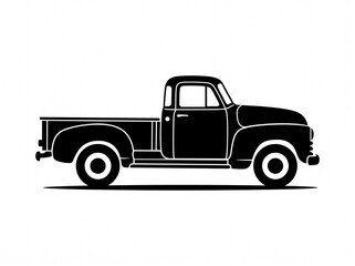 Fototapeta premium Vintage pickup truck silhouette. Classic retro vehicle illustration.