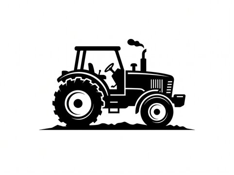 Farm tractor silhouette logo vector illustration. 