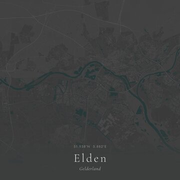 Minimalist Street Map of Elden, Netherlands | Black and White Line Art