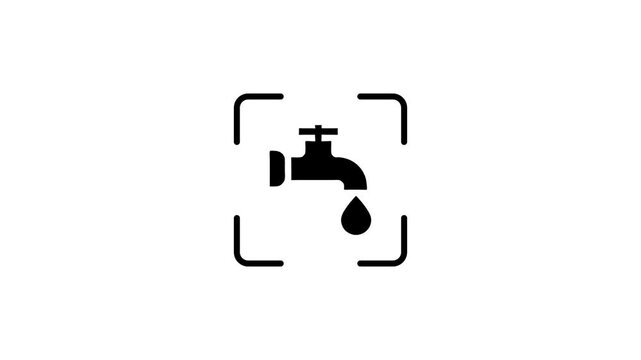 Abstract digital faucet icon animation with scanning laser effect in motion.
