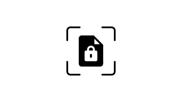 Close-up digital scan of locked document file motion graphic.