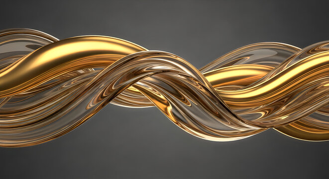 Luxurious golden rope abstract high resolution 3d render for commercial design projects