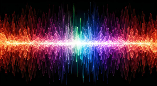 Vibrant sound wave spectrum a colorful representation of audio frequency and energy dynamics