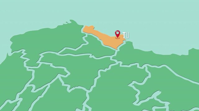 Mapa de Ecuador con divisi&oacute;n pol&iacute;tica resaltando la provincia Carchi con su capital Tulc&aacute;n