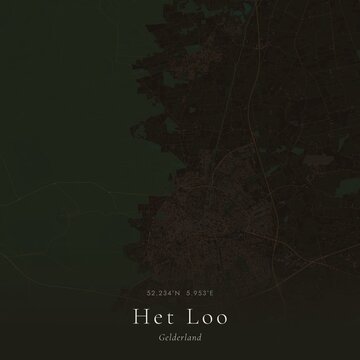 Dark Map of Het Loo, Netherlands | Moody Linen Wall Art