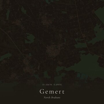 Dark Map of Gemert, Netherlands | Moody Linen Wall Art