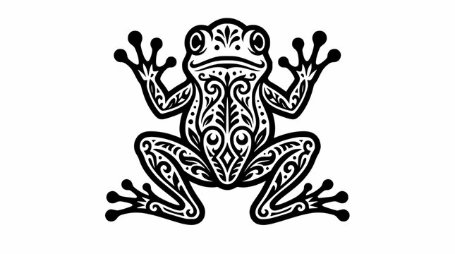 Decorative tribal style frog illustration.