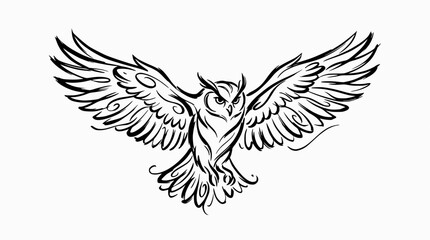 Fototapeta premium Majestic owl in flight with expansive spread wings.