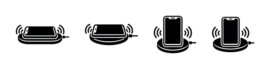Wireless charging pads for smartphones, flat and upright orientations © UnIcons