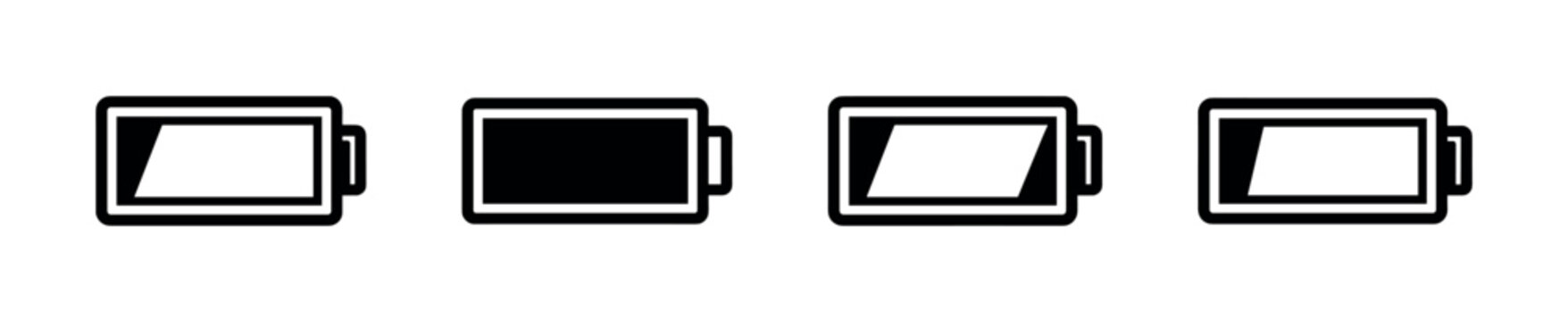 Battery level indicators showing different charge states from empty to full