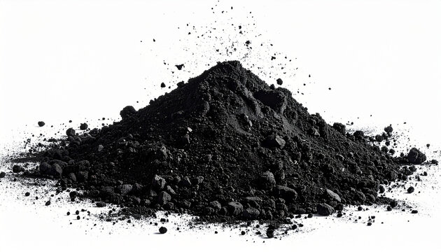 Pile of Black Soil or Dirt for Gardening or Construction