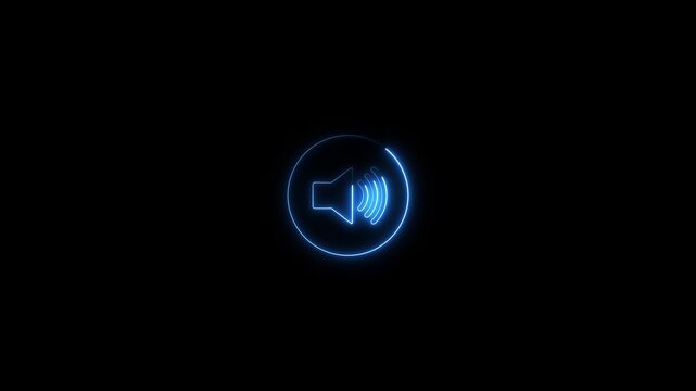 Glowing neon speaker icon animated on a background, Animation of speaker volume, Microphone, sound Voice animated with speaker icon animation on a stock video