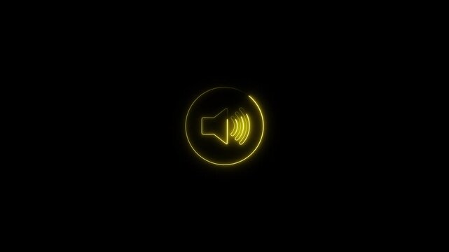 Glowing neon speaker icon animated on a background, Animation of speaker volume, Microphone, sound Voice animated with speaker icon animation on a stock video