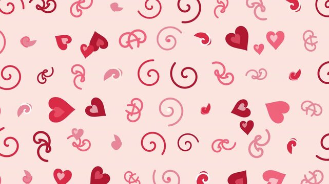 Digital Pattern Animation with Romantic Red Curls and Flourishes