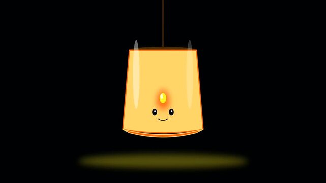 A sequence showing a swinging lantern with a cute face character during halloween celebrations as a creative example of upcycled decor hanging in dark rooms