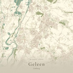 Fototapeta premium Vintage Canvas Map of Geleen, Netherlands | Scandinavian Wall Art | Historic Topographic