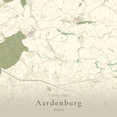 Fototapeta premium Vintage Canvas Map of Aardenburg, Netherlands | Scandinavian Wall Art | Historic Topographic
