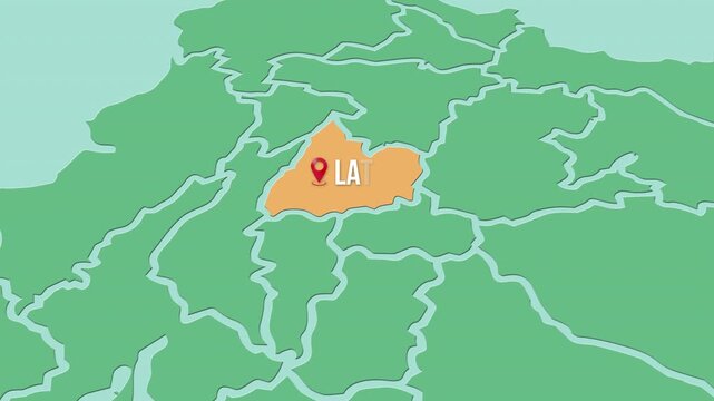 Mapa de Ecuador con divisi&oacute;n pol&iacute;tica resaltando la provincia Cotopaxi con su capital Latacunga