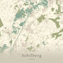 Naklejka premium Vintage Canvas Map of Schilberg, Netherlands | Scandinavian Wall Art | Historic Topographic
