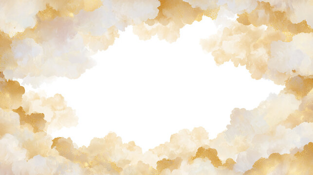 淡い金色の雲で囲まれた余白のあるフレーム背景
