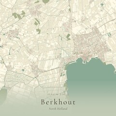 Fototapeta premium Vintage Canvas Map of Berkhout, Netherlands | Scandinavian Wall Art | Historic Topographic