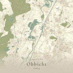 Naklejka premium Vintage Canvas Map of Obbicht, Netherlands | Scandinavian Wall Art | Historic Topographic