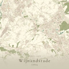 Naklejka premium Vintage Canvas Map of Wijnandsrade, Netherlands | Scandinavian Wall Art | Historic Topographic