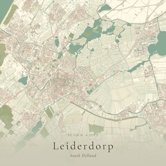 Naklejka premium Vintage Canvas Map of Leiderdorp, Netherlands | Scandinavian Wall Art | Historic Topographic