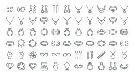 Collection of Jewelry and Accessories Line Art Icons © Biru