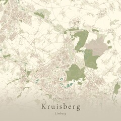 Fototapeta premium Vintage Canvas Map of Kruisberg, Netherlands | Scandinavian Wall Art | Historic Topographic