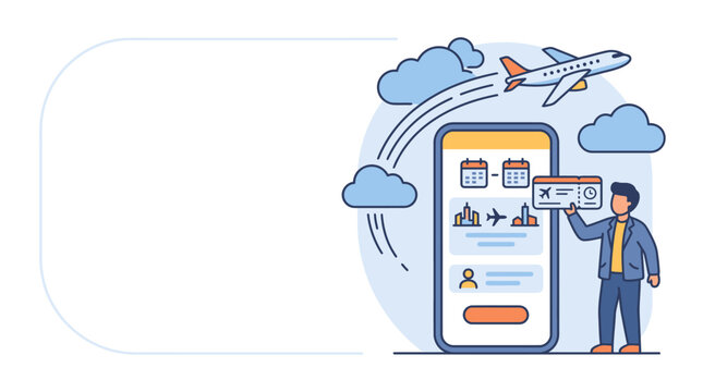 Online Flight Booking Application and Travel Planning Concept Illustration