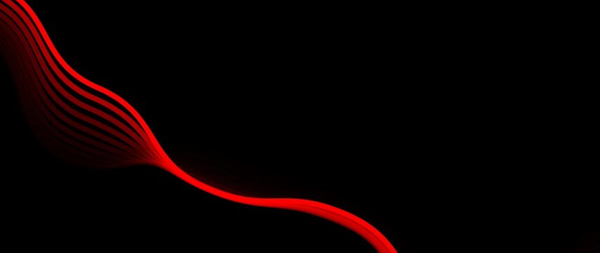 Abstract red wave on black background, dynamic motion, smooth lines, glowing effect