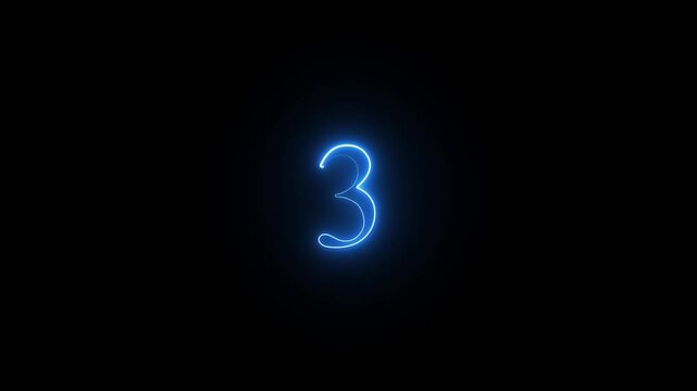 neon numeric text 3 number countdown icon background 4k animation.video