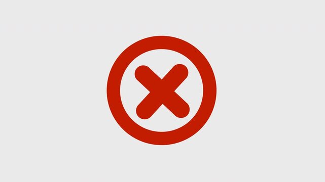 Red cross mark in a circle isolated on white background, iconic symbol of restricted, forbidden, forbidden, error, or danger