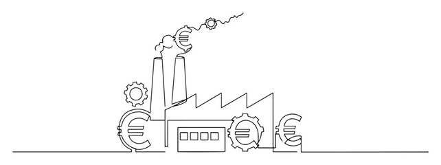 Obraz premium Factory producing euro currency symbols outline