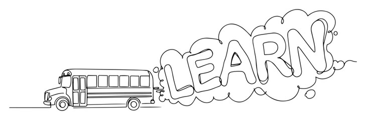School bus with learn cloud outline drawing © Wieslaw