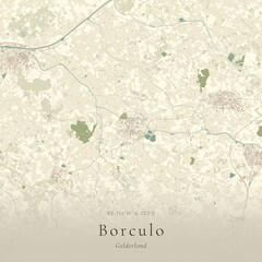 Fototapeta premium Vintage Canvas Map of Borculo, Netherlands | Scandinavian Wall Art | Historic Topographic