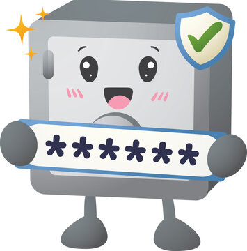 Cute robot holds password shield