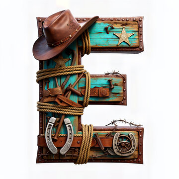 letra E, sombrero, soga, sherif, madera vieja, hebilla, herradura, fajo, cinto cuero, cuero, vaquero, estrella, oeste, viejo oeste, viejo, estatua, arte, antig&uuml;edad, dorada, cultura, antique, religion