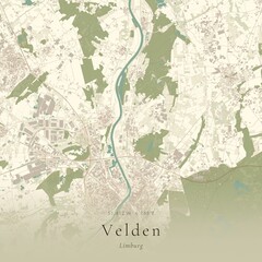 Fototapeta premium Vintage Canvas Map of Velden, Netherlands | Scandinavian Wall Art | Historic Topographic