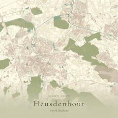 Naklejka premium Vintage Canvas Map of Heusdenhout, Netherlands | Scandinavian Wall Art | Historic Topographic