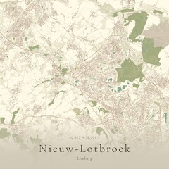 Fototapeta premium Vintage Canvas Map of Nieuw-Lotbroek, Netherlands | Scandinavian Wall Art | Historic Topographic