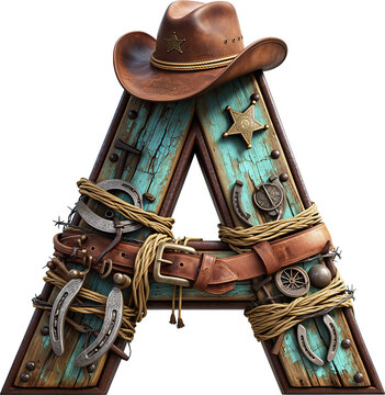letra A, sombrero, soga, sherif, madera vieja, hebilla, herradura, fajo, cinto cuero, cuero, vaquero, estrella, oeste, viejo oeste, viejo, estatua, arte, antig&uuml;edad, dorada, cultura, antique, religion