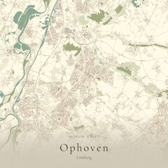 Fototapeta premium Vintage Canvas Map of Ophoven, Netherlands | Scandinavian Wall Art | Historic Topographic