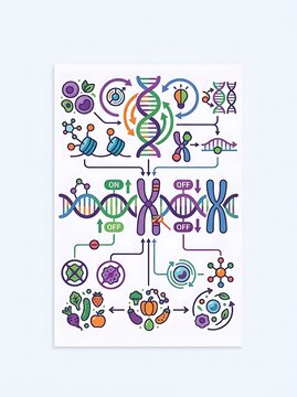 Epigenetics infographic showing dna regulation and healthy nutrition