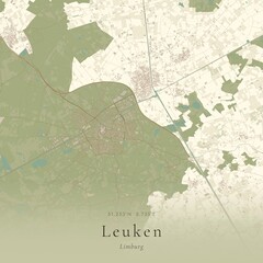 Fototapeta premium Vintage Canvas Map of Leuken, Netherlands | Scandinavian Wall Art | Historic Topographic