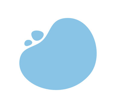 Minimal abstract blue organic shape in solid fluid form with smooth flat color background set. Blob and shape in modern minimal set, soft and clean form for contemporary flat visual style.